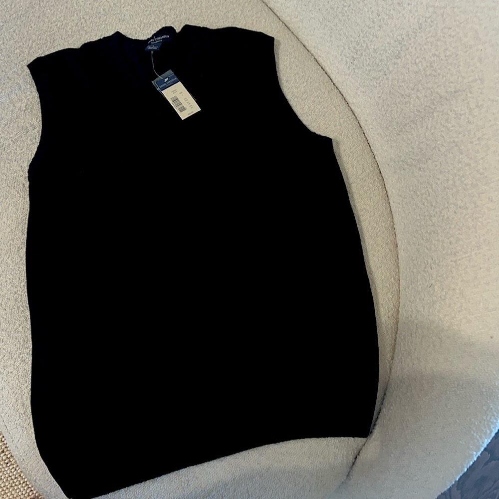 NWT Daniel Cremieux Mens Sleeveless V Neck Black Sweater Vest Size Large